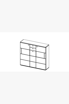 Vysoká a dlouhá komoda s dvěmi prosklenýma okny, Typ 47 DP 2