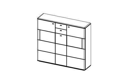 Vysoká a dlouhá komoda s dvěmi prosklenýma okny, Typ 47 DP