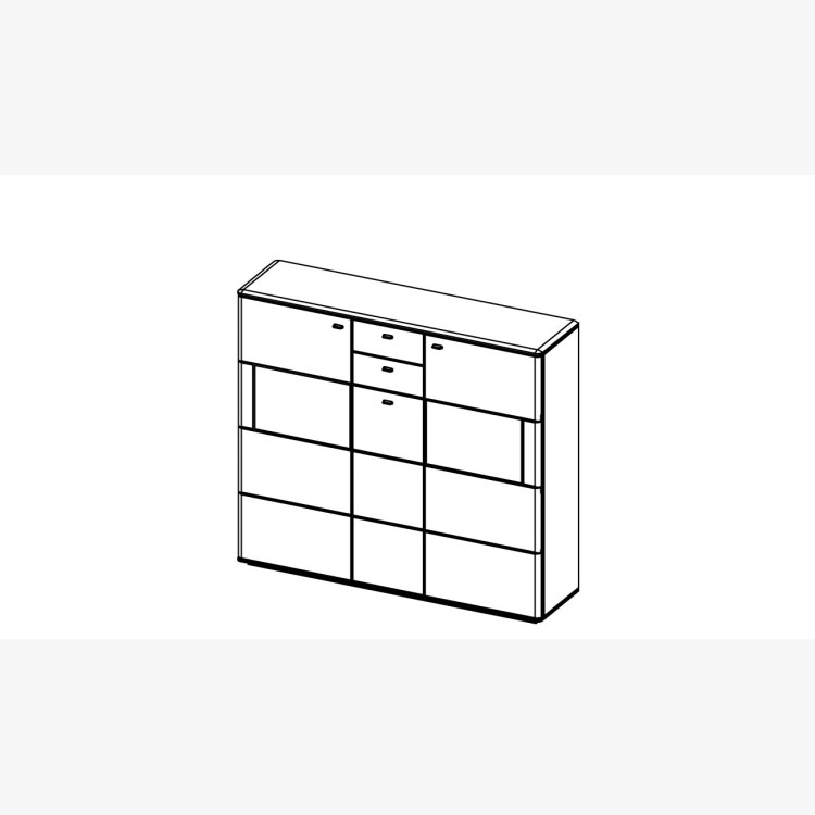 Vysoká a dlouhá komoda s dvěmi prosklenýma okny, Typ 47 ON