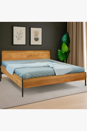 Dubová manželská postel , kovové nohy 180 x 200