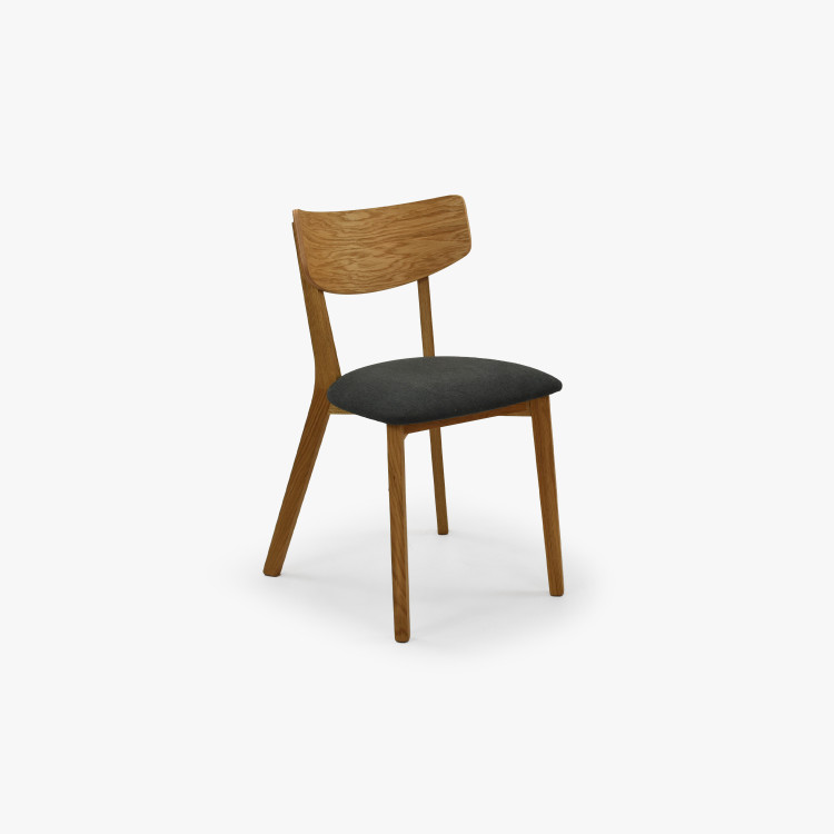 Dubová židle s tmavě šedým čalouněním