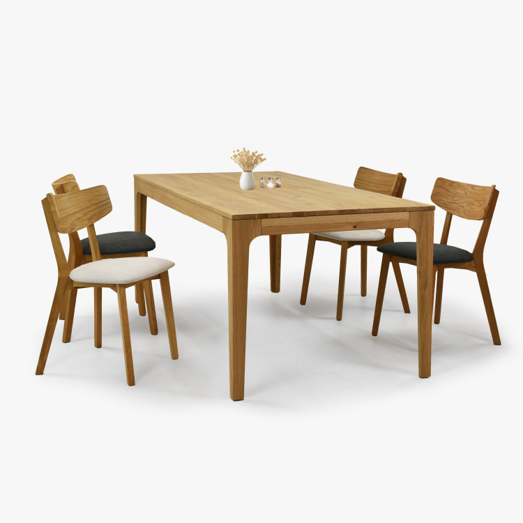 Dubová židle s tmavě šedým čalouněním