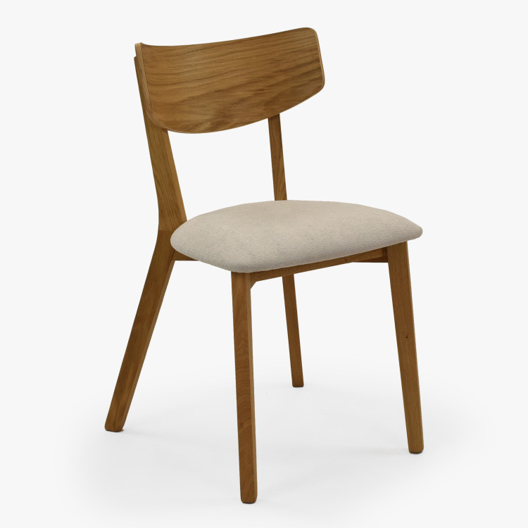Dubová židle s světlým čalouněním
