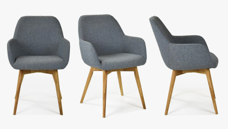 Designová židle s područkami, Sky tmavě šedá