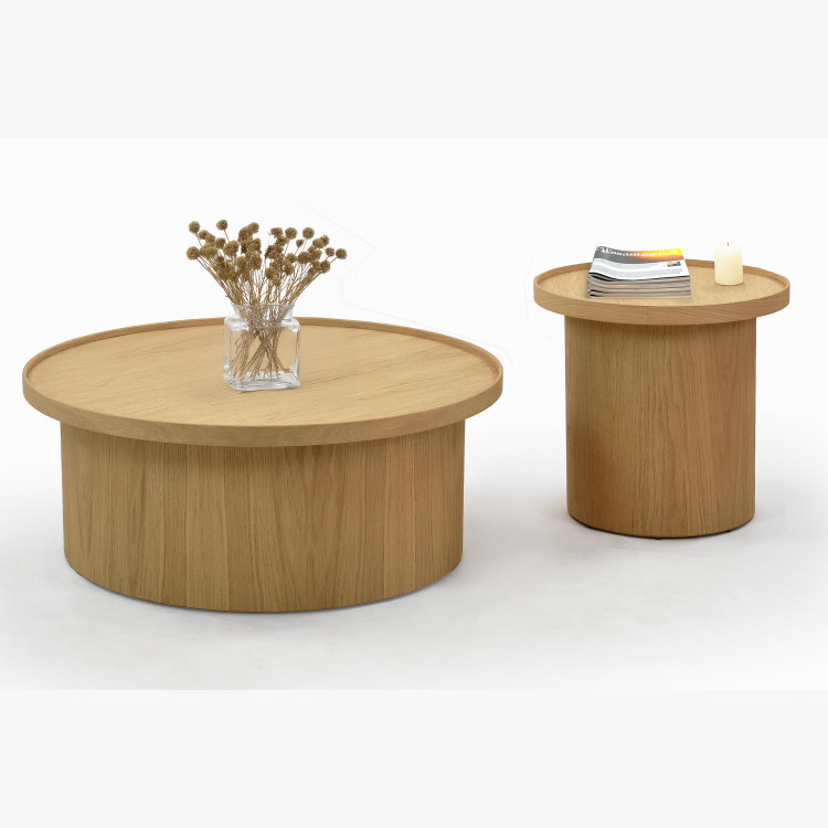 Dubový konferenční stolek dub bílý, Ø 80 ​​cm