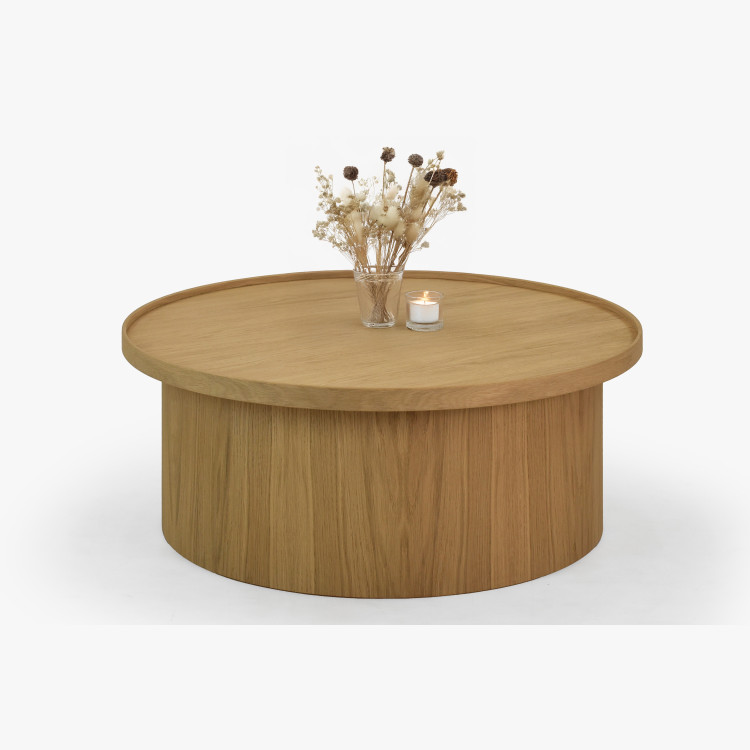 Dubový konferenční stolek dub bílý, Ø 80 ​​cm