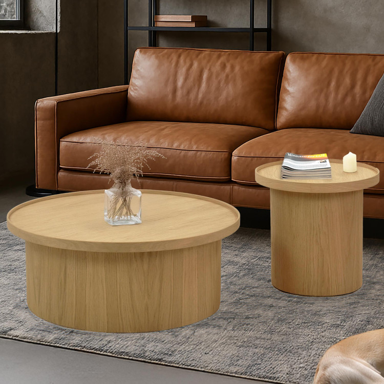 Dubový konferenční stolek dub bílý, Ø 80 ​​cm