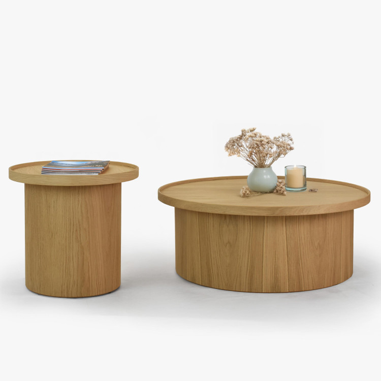 Dubový konferenční stolek dub bílý, Ø 45 ​​cm