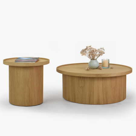 Dubový konferenční stolek dub bílý, Ø 45 ​​cm