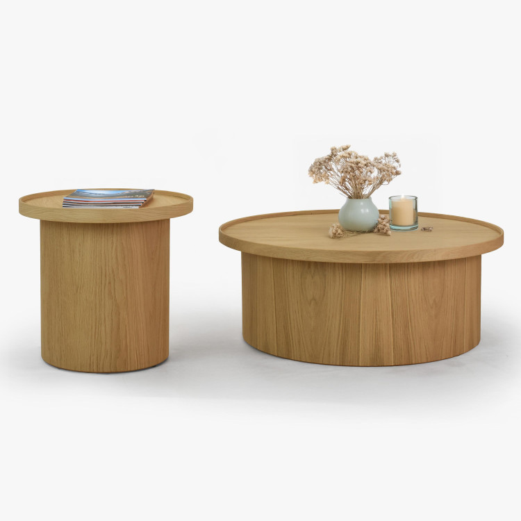 Dubový konferenční stolek dub bílý, Ø 45 ​​cm