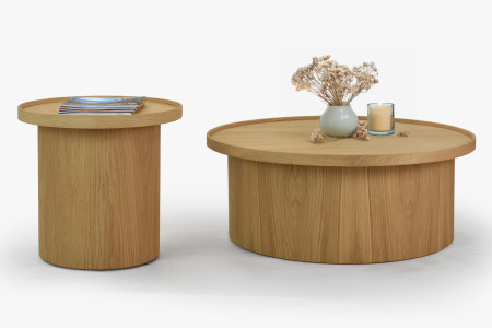 Dubový konferenční stolek dub bílý, Ø 45 ​​cm