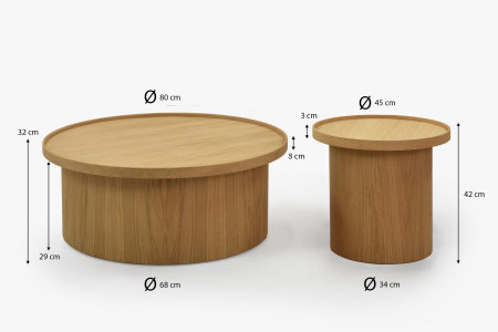 Dubový konferenční stolek dub bílý, Ø 45 ​​cm