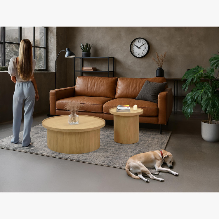 Dubový konferenční stolek dub bílý, Ø 45 ​​cm