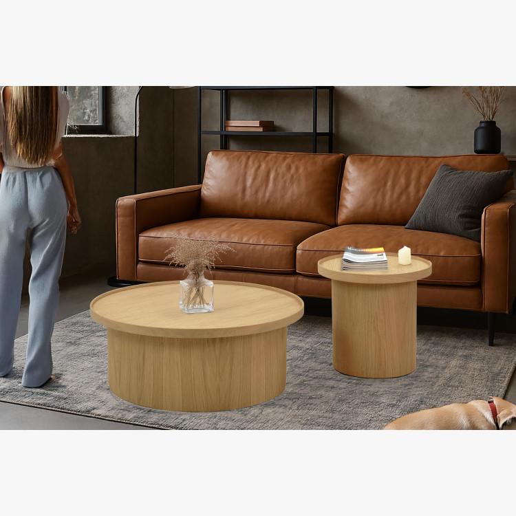 Dubový konferenční stolek dub bílý, Ø 45 ​​cm