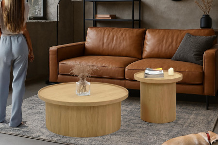 Dubový konferenční stolek dub bílý, Ø 45 ​​cm