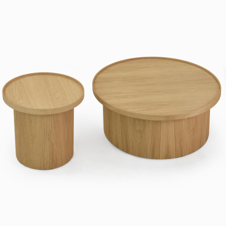 Dubový konferenční stolek dub bílý, Ø 45 ​​cm