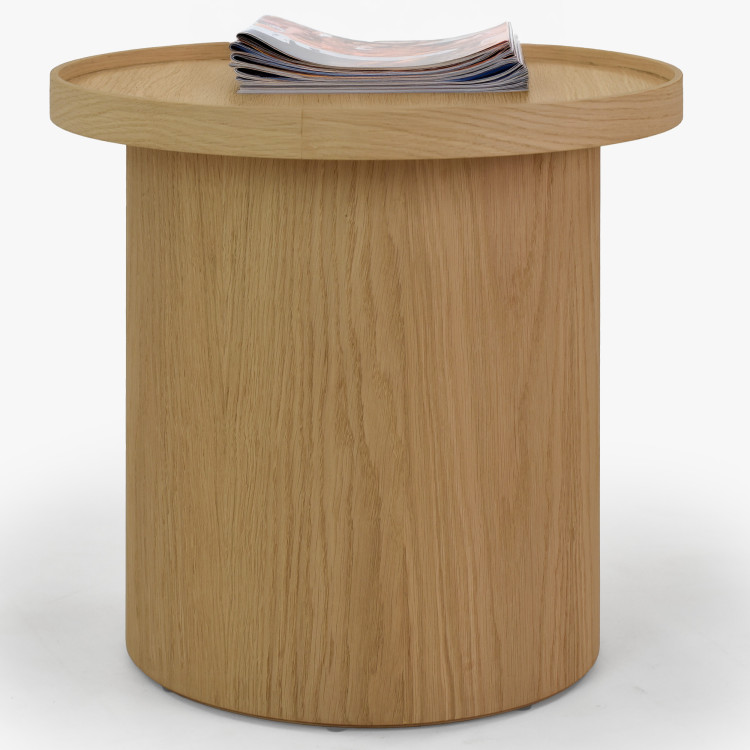 Dubový konferenční stolek dub bílý, Ø 45 ​​cm