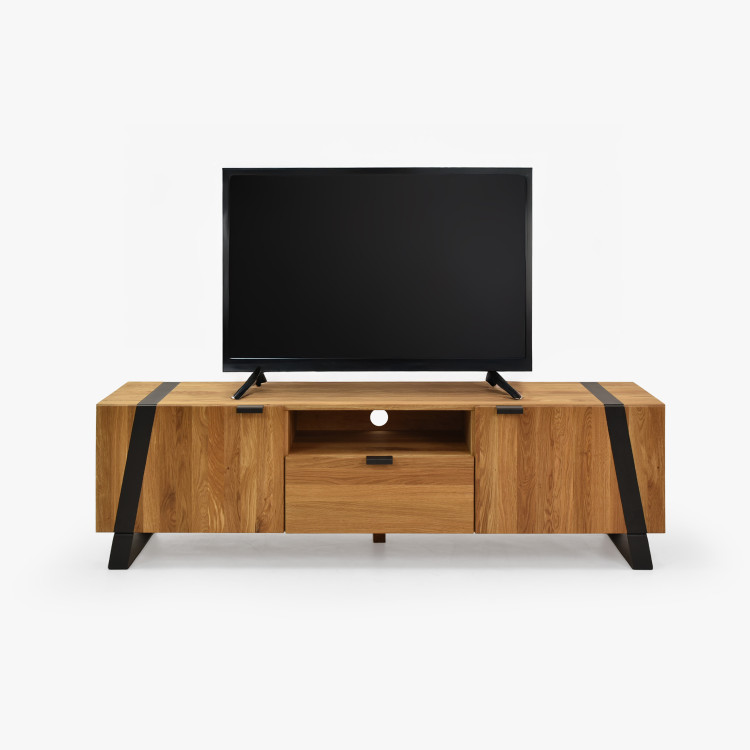 Dubová televizní komoda na kovových nohách