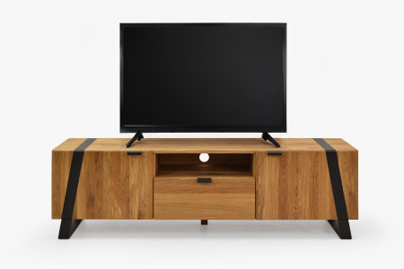 Dubová televizní komoda na kovových nohách