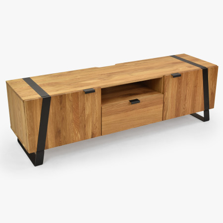 Dubová televizní komoda na kovových nohách