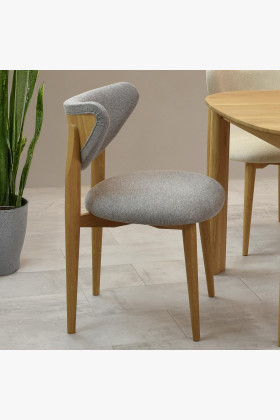 Luxusné jedálenské stoličky dub s sivým čalúnením