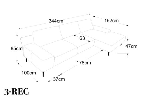 Rohová sedací souprava levá  Forma 344cm