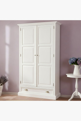 Biela rustikálna skriňa - dvojdverová, France 2D