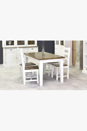 Dřevěný stůl z masivu bílo - hnědý 160 x 80 cm 2