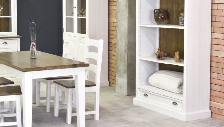 Dřevěný stůl z masivu bílo - hnědý 160 x 80 cm