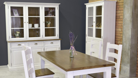 Dřevěný stůl z masivu bílo - hnědý 160 x 80 cm