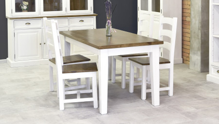 Dřevěný stůl z masivu bílo-hnědý 200 x 100 cm