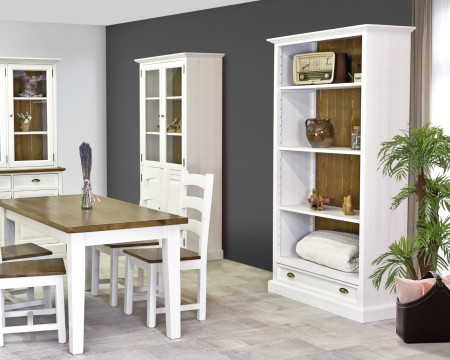 Dřevěný stůl z masivu bílo-hnědý 200 x 100 cm