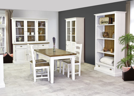 Dřevěný stůl z masivu bílo-hnědý 200 x 100 cm