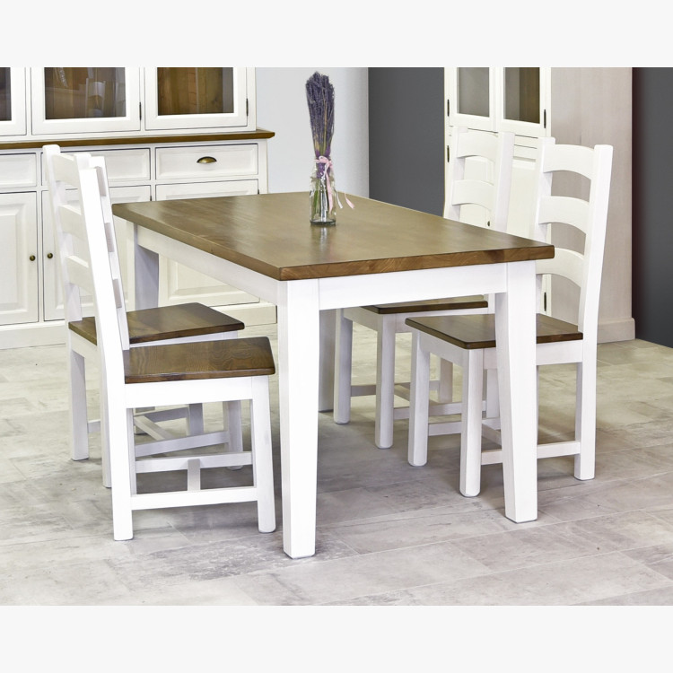 Dřevěný stůl z masivu bílo-hnědý 200 x 100 cm