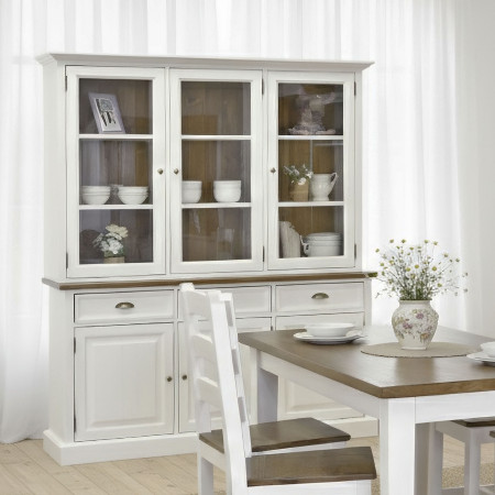 Dřevěný stůl z masivu bílo-hnědý 200 x 100 cm