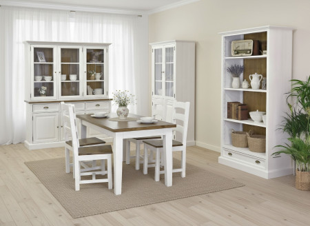 Dřevěný stůl z masivu bílo-hnědý 200 x 100 cm