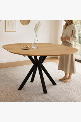 Kruhový rozkladací stôl dubový s kovovými nohami ø120 cm