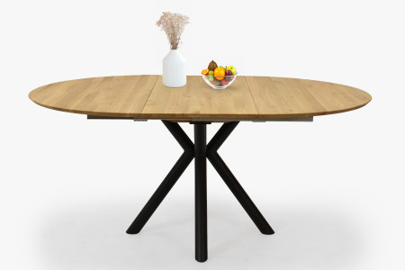 Kulatý rozkládací stůl dubový s kovovýma nohama ø120 cm