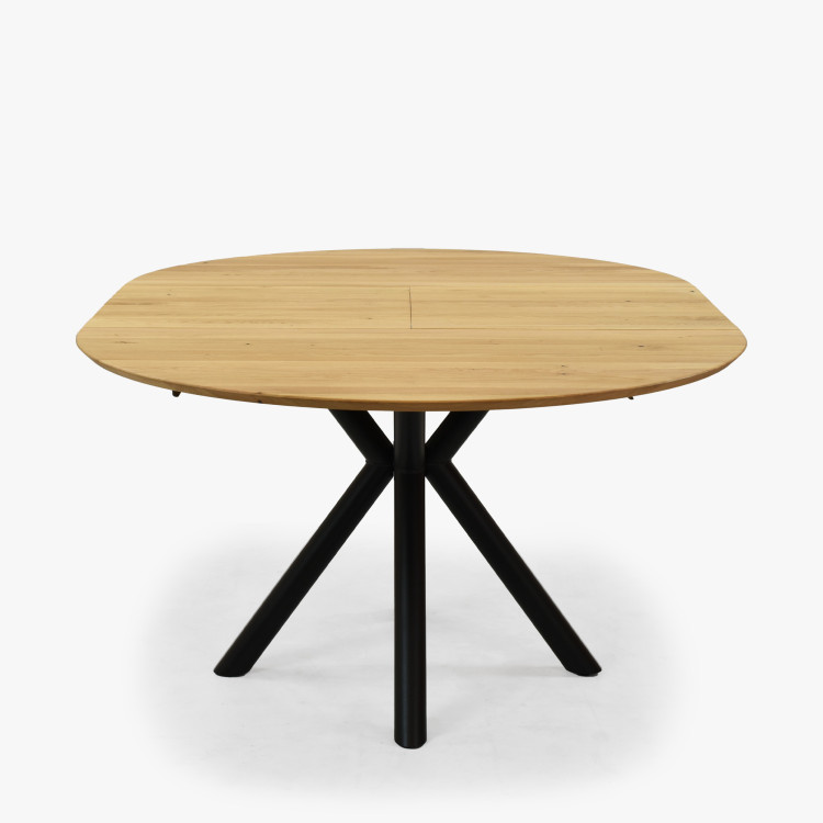 Kulatý rozkládací stůl dubový s kovovýma nohama ø120 cm