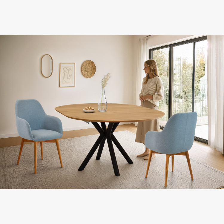 Kulatý rozkládací stůl dubový s kovovýma nohama ø120 cm