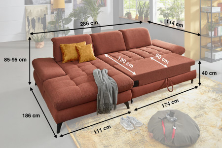 Rohová sedací souprava Carolina - roh v levo