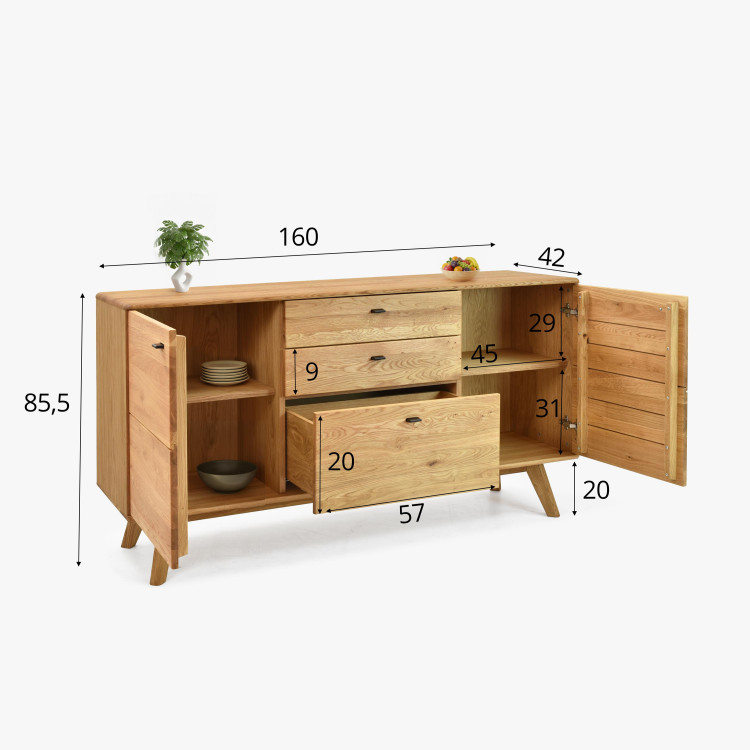 Dubová komoda s dvířky a šuplíky