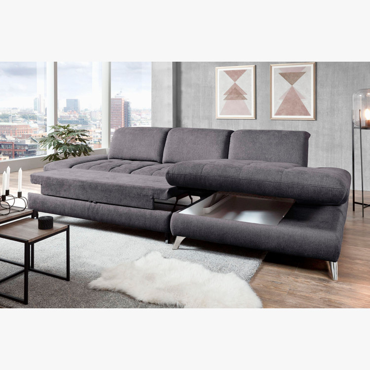 Rohová sedací souprava Carolina šedá - roh v pravo