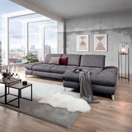 Rohová sedací souprava Carolina šedá - roh v pravo