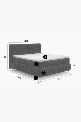 Boxspring postel antracit 180 cm s úložným prostorem Treviso 2