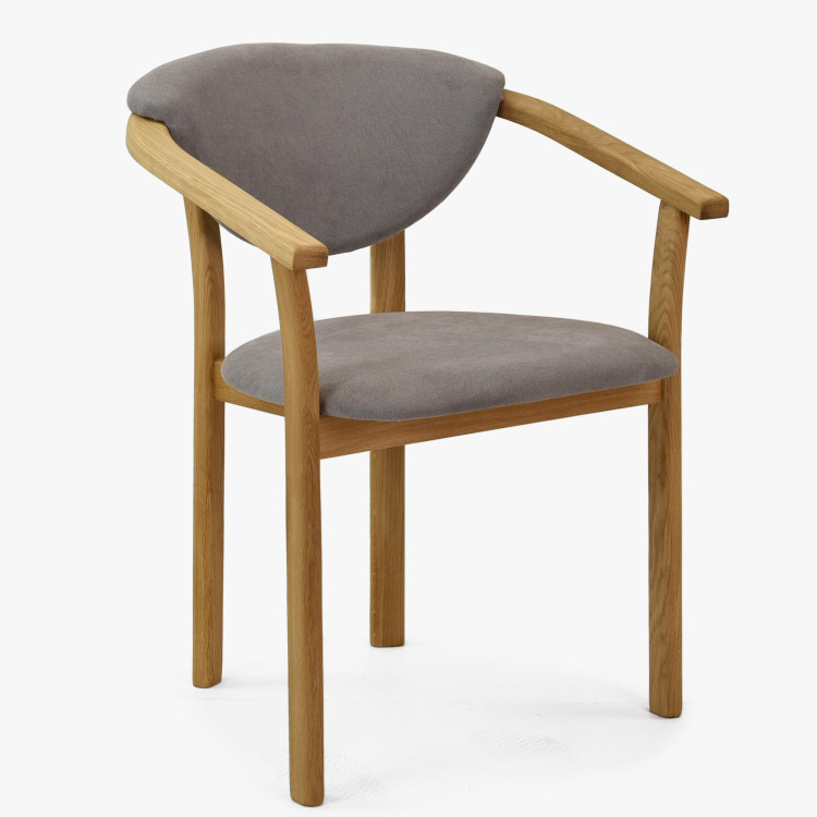 Křesílko do jídelny dubové - Alexandra šedé barva