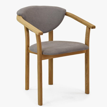 Křesílko do jídelny dubové - Alexandra šedé barva