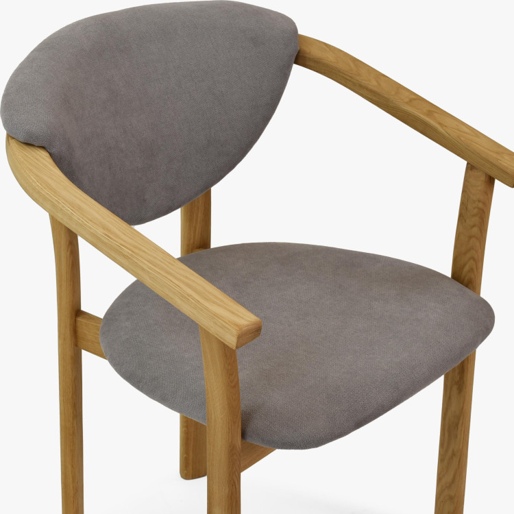 Křesílko do jídelny dubové - Alexandra šedé barva