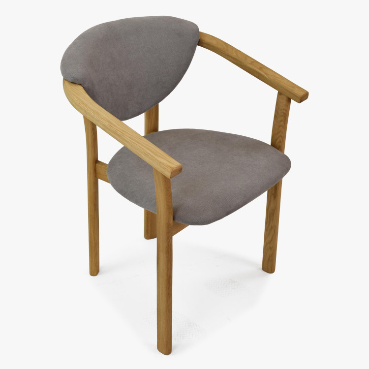 Křesílko do jídelny dubové - Alexandra šedé barva