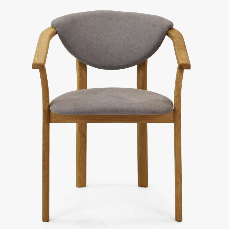 Křesílko do jídelny dubové - Alexandra šedé barva